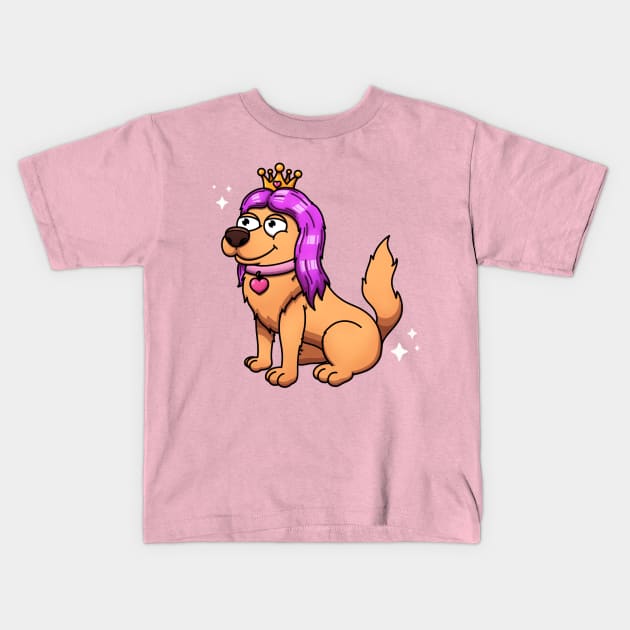 Cute Golden Retriever Princess Kids T-Shirt by TheMaskedTooner